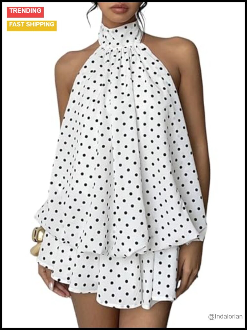 Women's Halter Mini Sundress Backless Ruffled Swing Dress Sleeveless